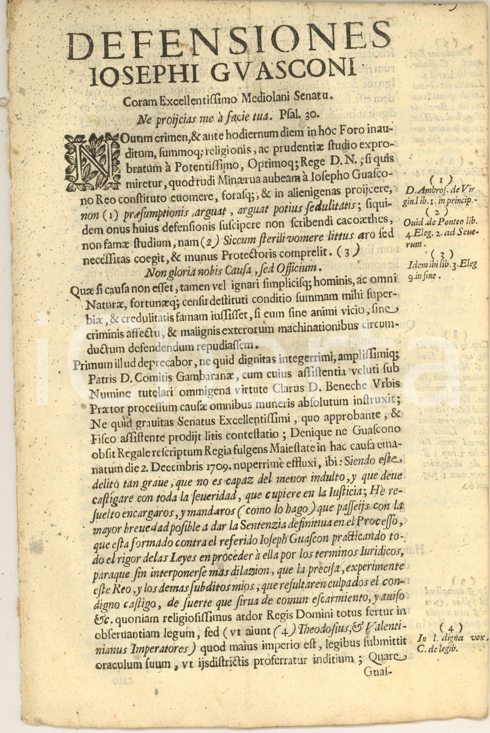 Documento originale, autentico 1730 ca MILANO Difesa di Giuseppe GUASCONI accusato per falsificazione di denaro 1