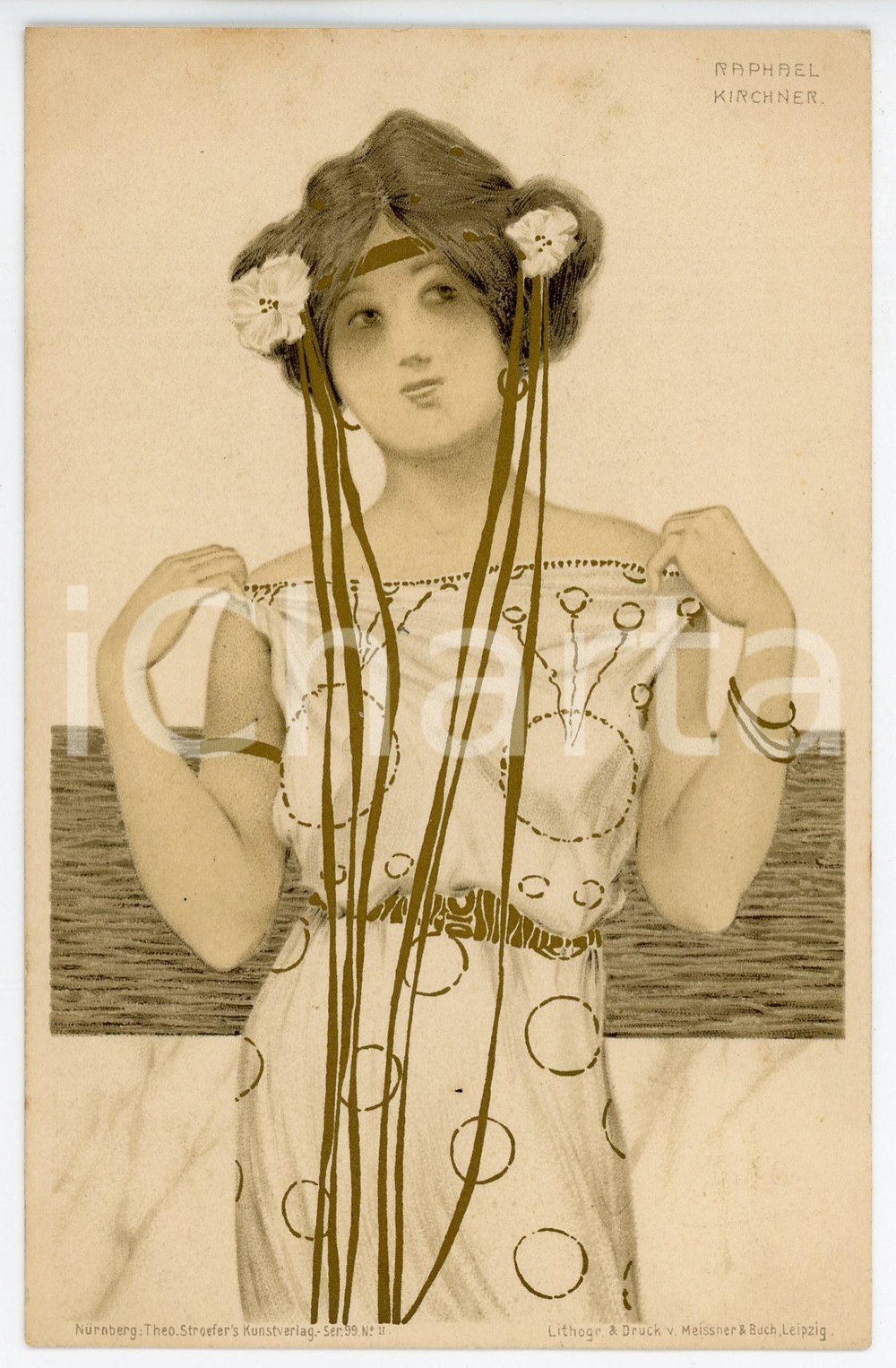 1900 ca ART NOUVEAU Raphael KIRCHNER "Greek Vergins" serie - Postcard 2  Rara cartolina postale d'epoca, opera dell'artista e illustratore Raphael Kirchner, non viaggiata.Serie "Greek Vergins".CONDIZIONI: G FORMATO: FP    originale e autentica 1