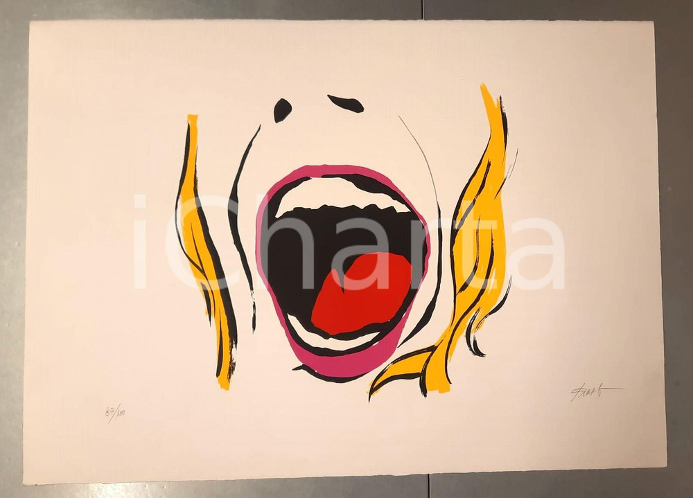 1967 Artista Alfonso FRASNEDI - Bocca *Litografia 87/100 AUTOGRAFATA  Litografia originale autografata (n° 87/100). GOOD/buono  Formato: 50x70 cm originale e autentica 1