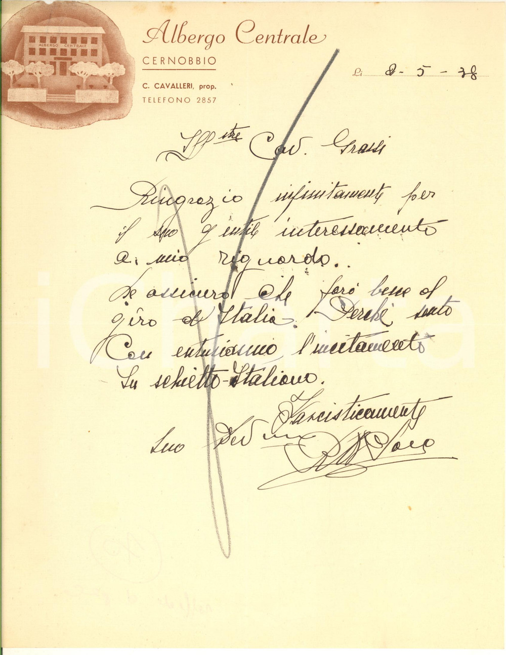 Autografo originale 1938 CICLISMO CERNOBBIO Raffaele DI PACO promette risultati al Giro d Italia 1