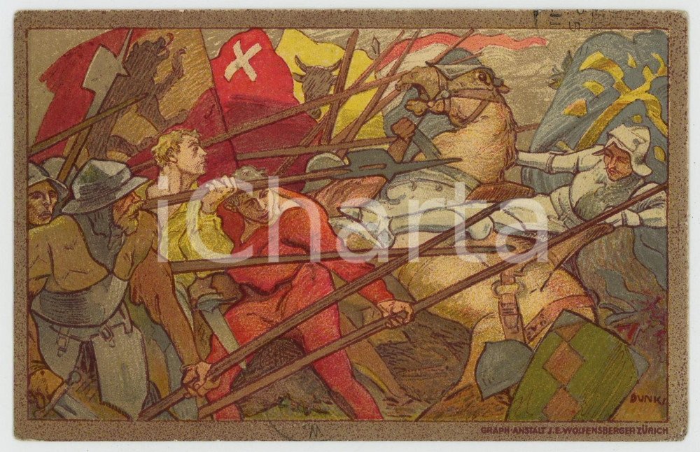 1911 SWITZERLAND - BUNDESFEIER Fete nationale - Illustrated Postcard  Cartolina postale d'epoca, non viaggiata. FAIR/discreto Lievi smussature agli angoli Formato: FP originale e autentica 1