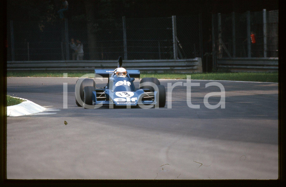 Fotografia d epoca originale Jody SCHECKTER su TYRRELL 007  FORMULA 1 GP MONZA 1974 35 mm vintage slide 1
