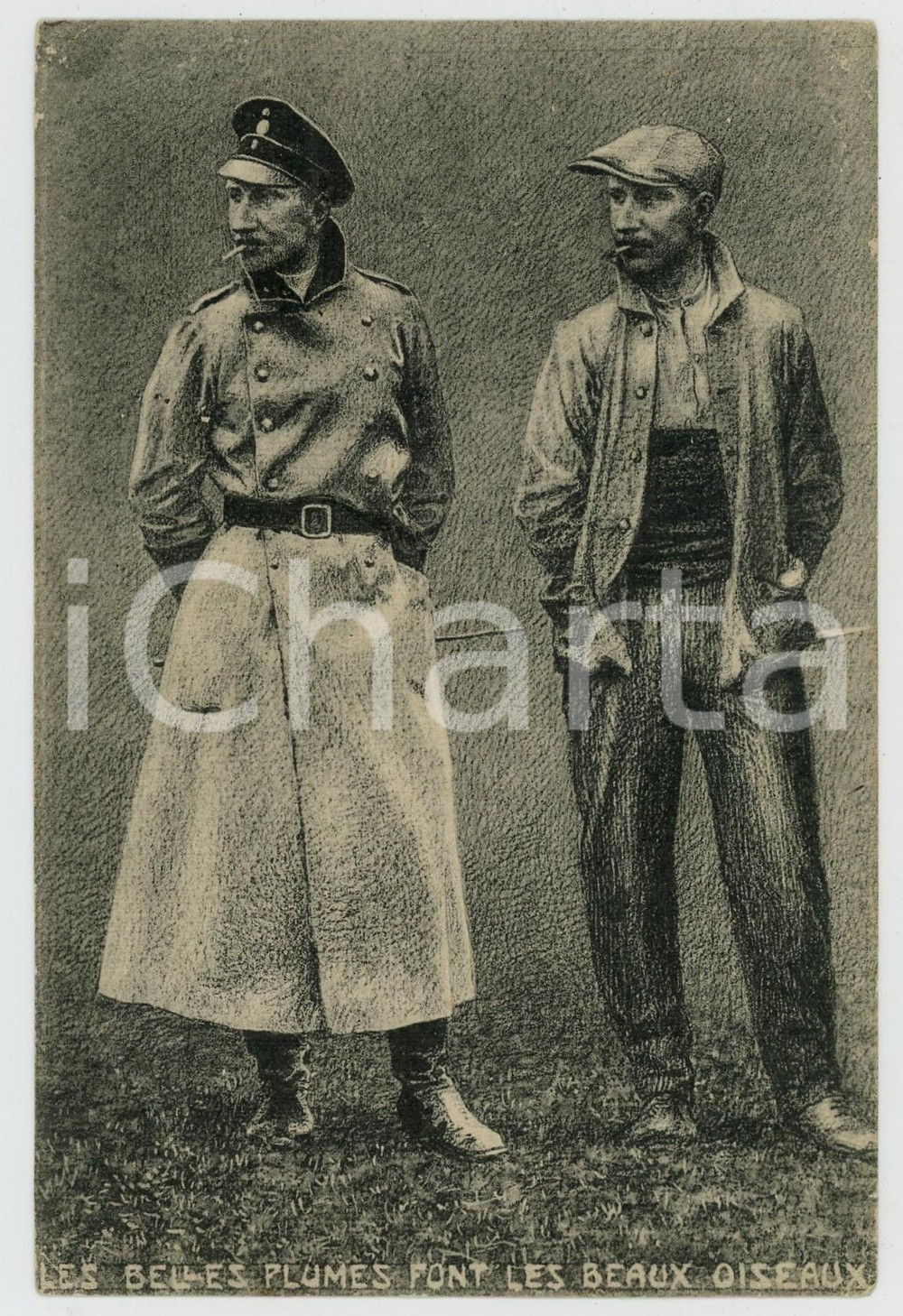 1920 ca FRANCE Les belles plumes font les beaux oiseaux - Carte postale (1)  Cartolina postale d'epoca, non viaggiata. GOOD/buono  Formato: 9x14 cm originale e autentica 1