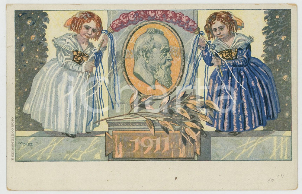 1911 KONIGREICH BAYERN Luitpold VON BAYERN Artist M. DIEZ Illustrated Postcard  Cartolina postale d'epoca, non viaggiata. GOOD/buono Lievi smussature agli angoli Formato: 14x9 cm originale e autentica 1