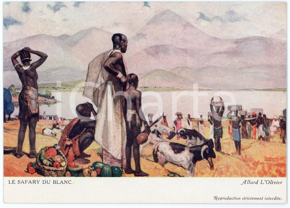Cartolina originale da collezione 1931 CONGO BELGE Fernand ALLARD L OLIVIER Le safary du blanc  Postcard FG NV 1