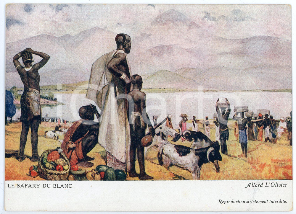1931 CONGO BELGE Fernand ALLARD L'OLIVIER Le safary du blanc - Postcard FG NV 3 Cartolina d'epoca, non viaggiata.Al verso timbro: Croix Rouge du Congo FAIR/discreto Lievi smussature agli angoli Formato: FG originale e autentica 1