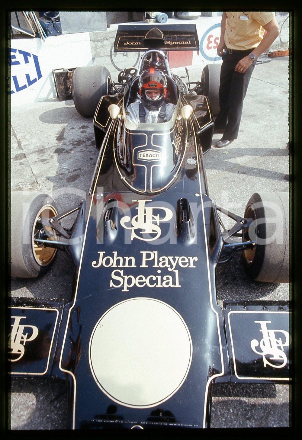 Fotografia d epoca originale Emerson FITTIPALDI su LOTUS 72D  FORMULA 1 GP MONZA 1973 35 mm vintage slide 1