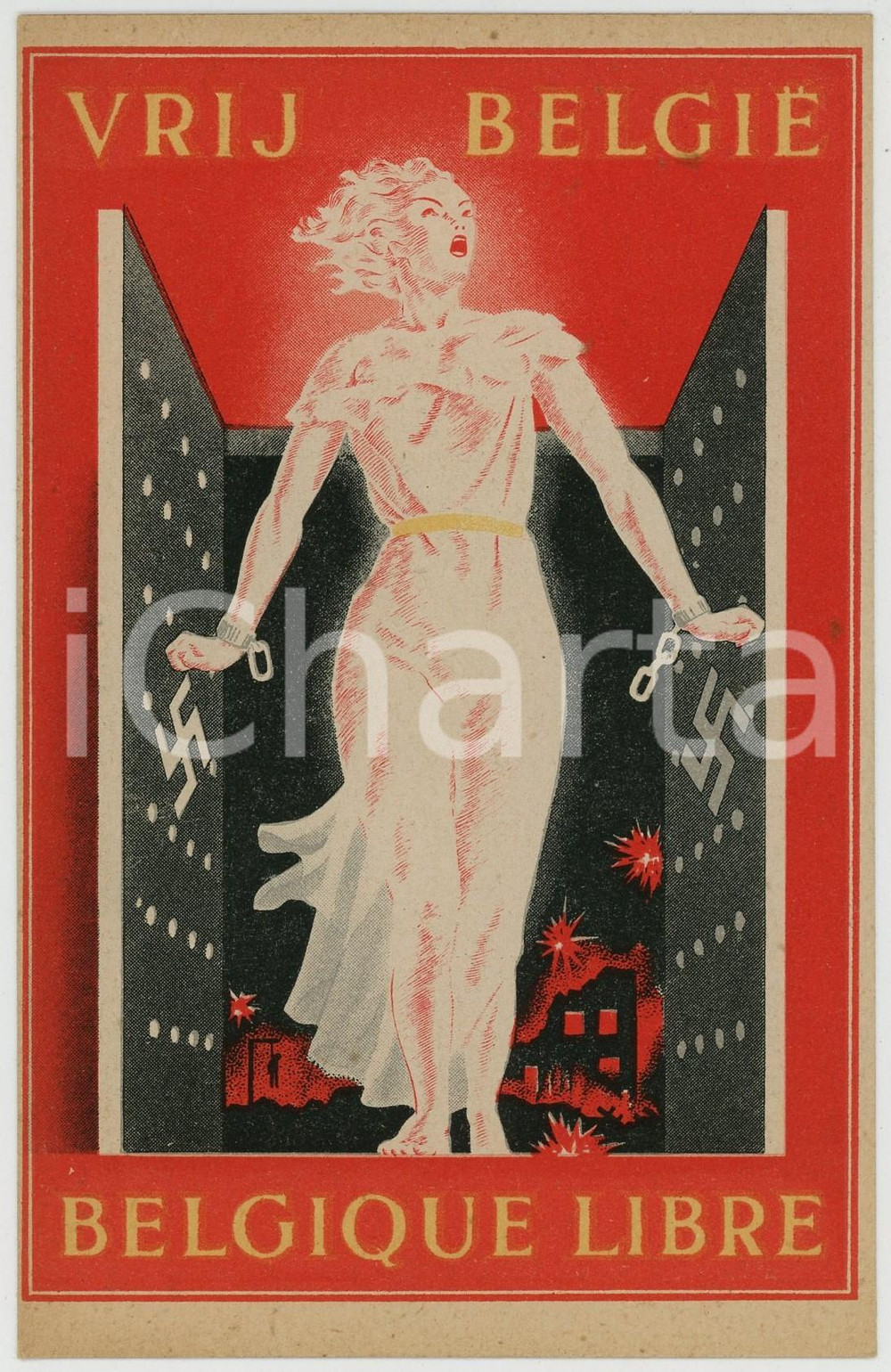 1910 ca BELGIQUE LIBRE Vrij Belgie ONSSFM Section des détenus civils *Postcard  Cartolina postale d'epoca, non viaggiata. GOOD/buono  Formato: 9x14 cm originale e autentica 1