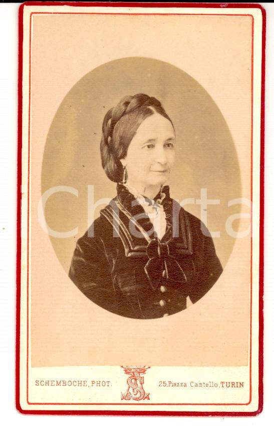Fotografia d'epoca originale 1870 ca TORINO Ritratto baronessa Livia BOGGIO ^Foto SCHEMBOCHE 1