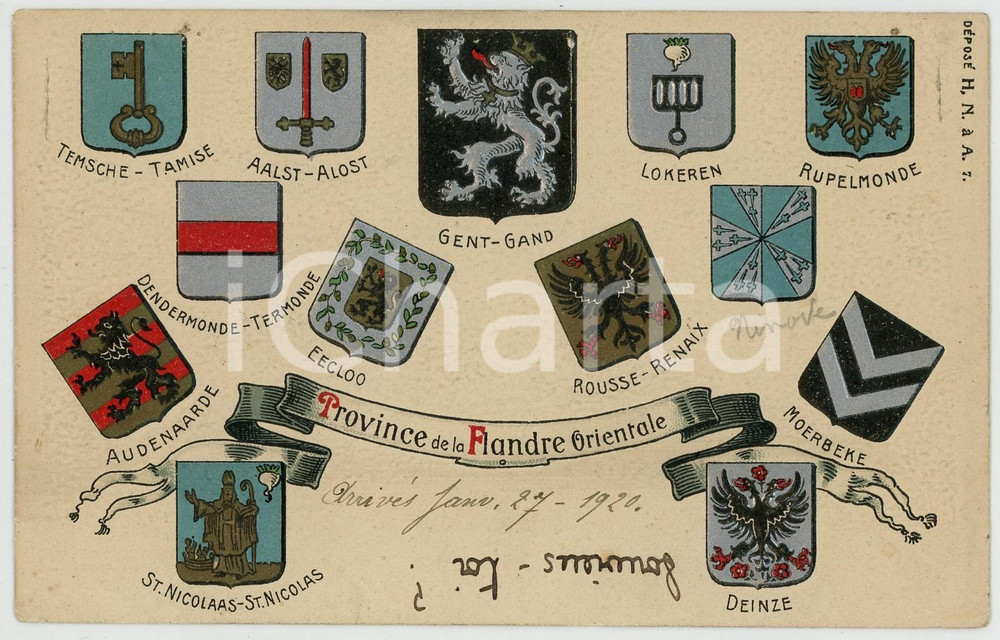 1905 BELGIQUE Oost-Vlaanderen - Province de Flandre-Orientale *Carte postale  Cartolina postale d'epoca, non viaggiata ma con testo manoscritto al verso. GOOD/buono Smussature agli angoli Formato: 14x9 cm originale e autentica 1