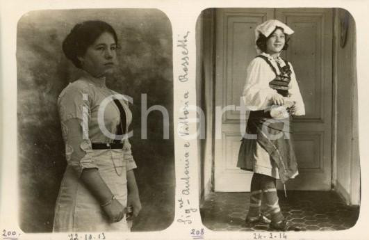 1913 ROMA Antonia e Vittoria ROSSETTI in costume popolare - Foto Luigi GREA Fotografia originale d'epoca, in formato cartolina postale.Si tratta di uno scatto realizzato da un fotografo amatoriale, Luigi "Gigi" Grea, funzionario delle ferrovie.  GOOD/buono piccolo foro di affissione Formato: 14x9 cm originale e autentica 1