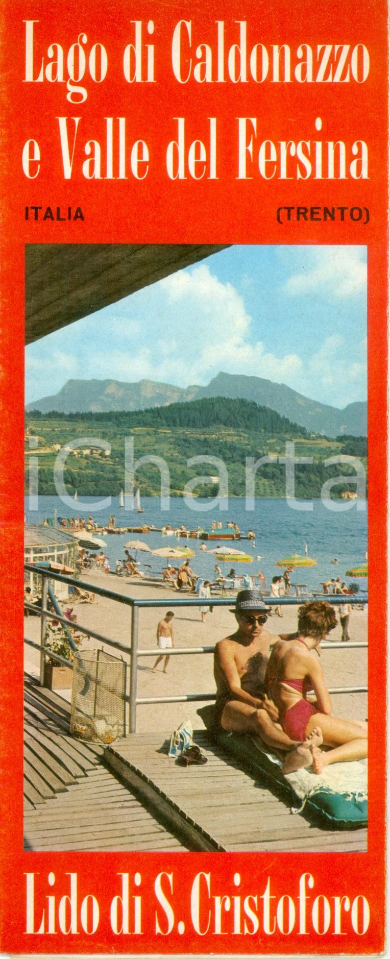 Materiale pubblicitario d’epoca 1965 CALDONAZZO Lido di SAN CRISTOFORO Valle FERSINA con mappa ILLUSTRATO 3 1