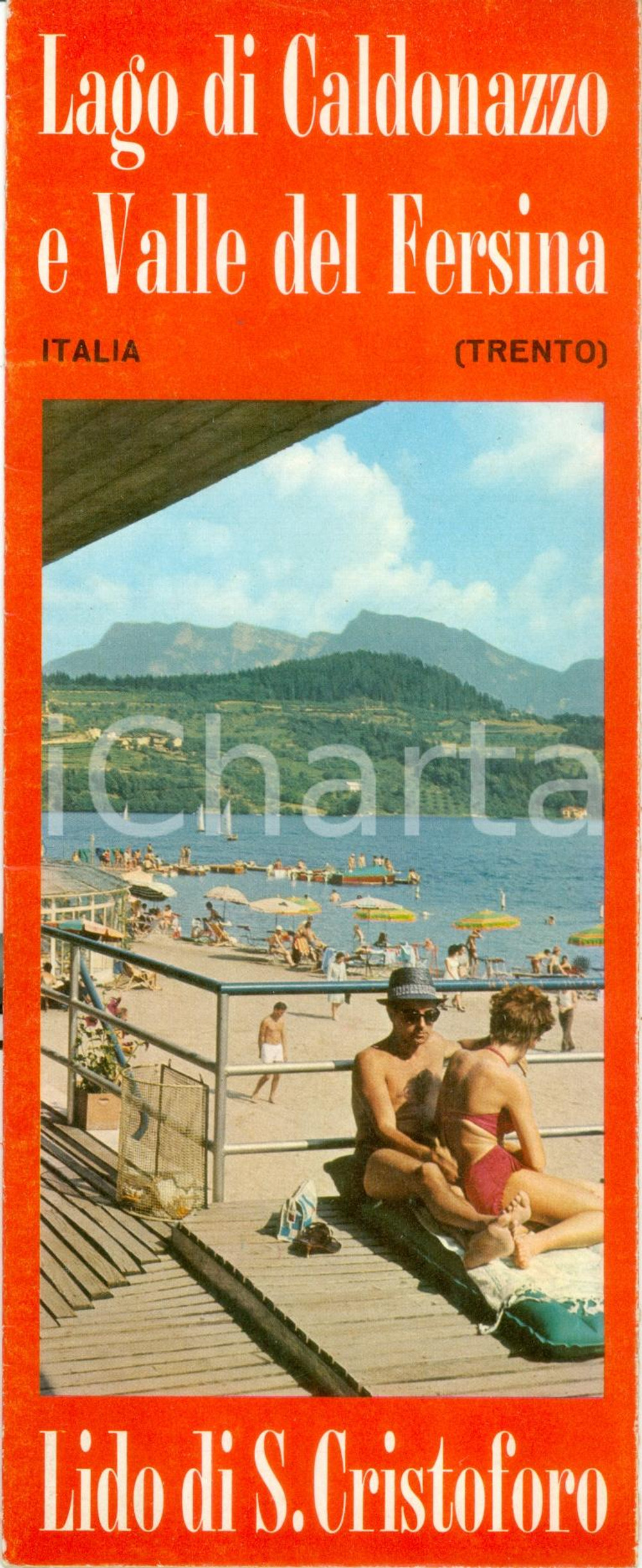 Materiale pubblicitario d’epoca 1965 CALDONAZZO Lido di SAN CRISTOFORO Valle FERSINA con mappa ILLUSTRATO 2 1
