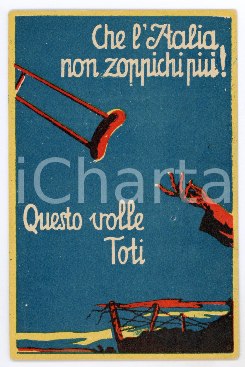 1917 ? WW1 Che l'ITALIA non zoppichi: questo volle TOTI *VI Prestito Nazionale 2 Cartolina postale d'epoca, illustrata, per la sottoscrizione del VI Prestito Nazionale di guerra.EDITORE: Excelsior Rivista - Napoli GOOD/buono  Formato: 9x14 cm originale e autentica 1