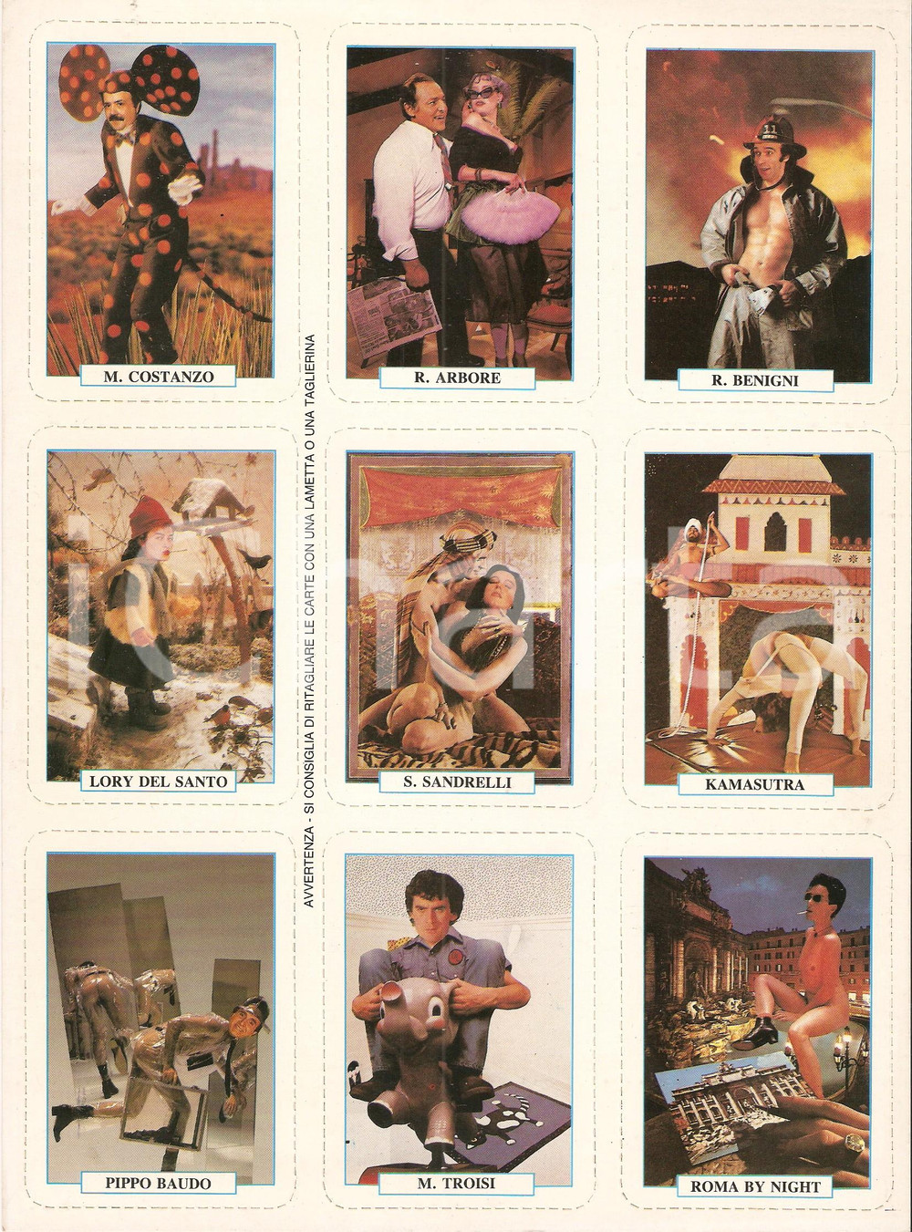 Oggetto da collezione cartaceo 1985 PLAYMEN Lotto 9 carte da gioco GOLIARDICHE EROTICHE Ill. Andrea PISTACCHI 1