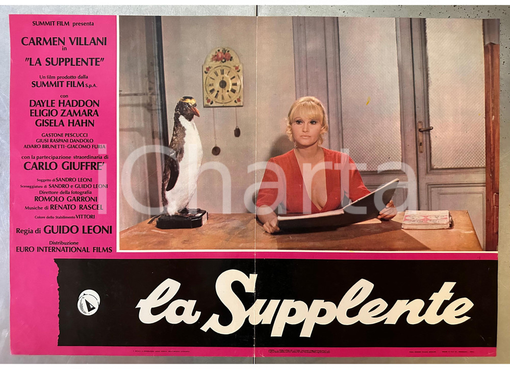 Materiale cinematografico d’epoca 1975 Carmen VILLANI La supplente  Fotobusta  EROTICO 65x45 cm 1