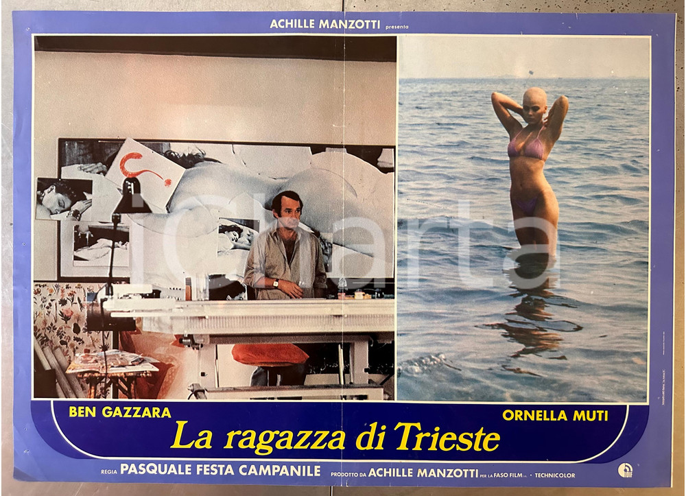 1982 Ben GAZZARA Ornella MUTI "La ragazza di Trieste" - Fotobusta locandina Fotobusta cinematografica originale. POOR/danneggiato piegature d'epoca; fori di affissione Formato: 65x45 cm originale e autentica 1