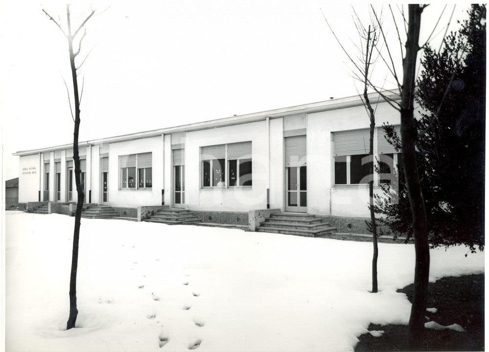 Fotografia d epoca originale 1960 ca PAVIA Via POLLAIOLI Scuola Materna COSTANTINO MUZIO con neve Foto 3 1