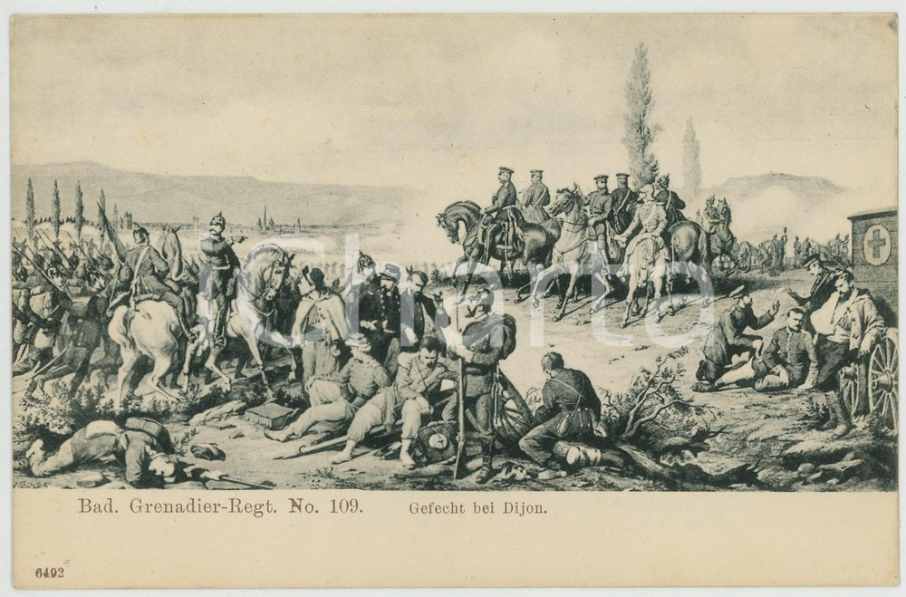 Cartolina originale da collezione 1900 ca Battaglia di DIGIONE 1871 Gefecht bei Dijon  Bad. GrenadierRegt. 109 1