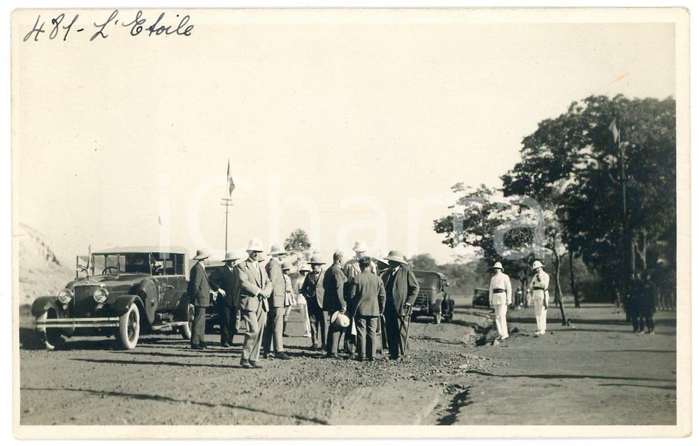 1928 KATANGA CONGO BELGE Roi Albert I -Mine de L'Etoile ^Photo L. GABRIEL 481 Fotografia originale d'epoca, scattata durante la visita dei sovrani Alberto I ed Elisabetta del Belgio in Congo.FOTOGRAFO: L&eacute;opold Gabriel  GOOD/buono  Formato: 14x9 cm originale e autentica 1