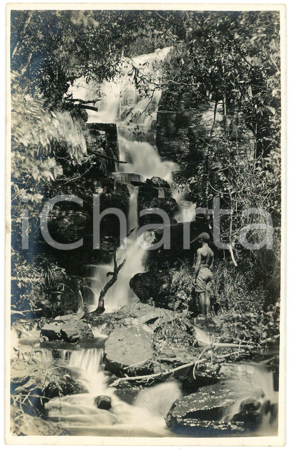 1930 ca CONGO BELGE - KANSENIA - Chutes - Photo L. GABRIEL 122 (6) Fotografia originale d'epoca, in formato cartolina postale.FOTOGRAFO: L&eacute;opold Gabriel - Panda - Katanga  GOOD/buono  Formato: 9x14 cm originale e autentica 1