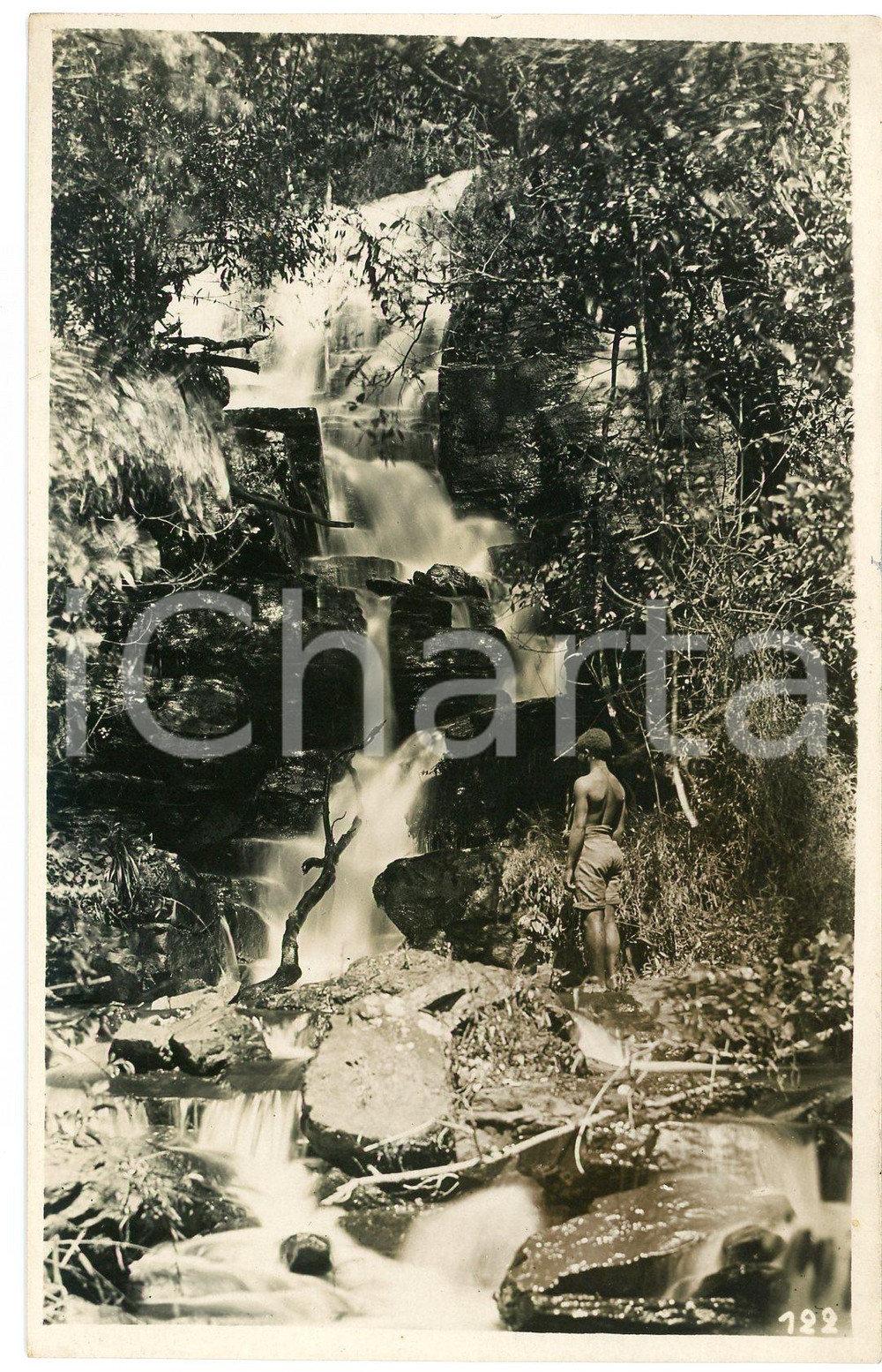 1930 ca CONGO BELGE - KANSENIA - Chutes - Photo L. GABRIEL 122 (4) Fotografia originale d'epoca, in formato cartolina postale.Messaggio manoscritto al verso.FOTOGRAFO: L&eacute;opold Gabriel - Panda - Katanga  GOOD/buono  Formato: 9x14 cm originale e autentica 1