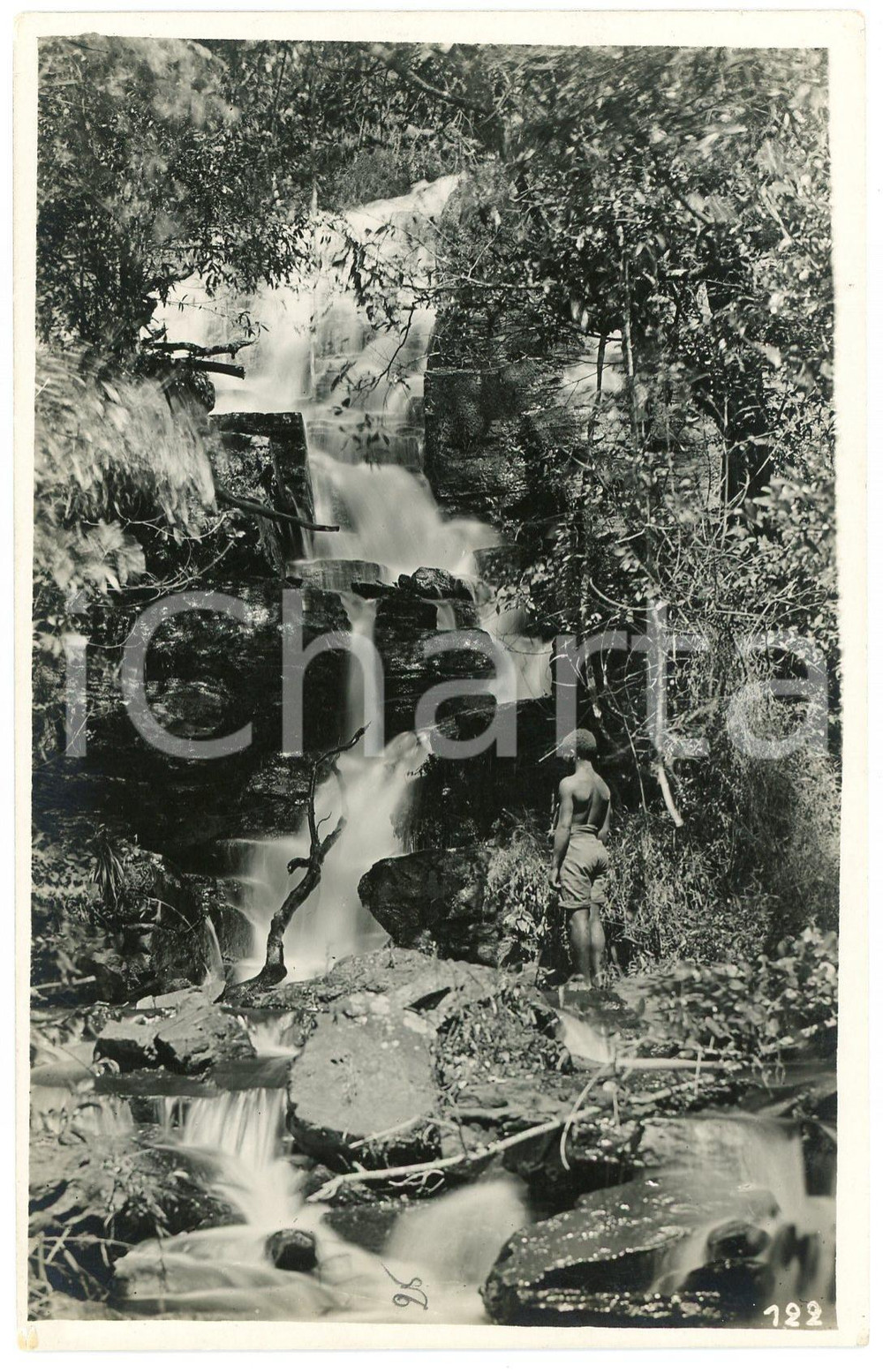 1930 ca CONGO BELGE - KANSENIA - Chutes - Photo L. GABRIEL 122 (7) Fotografia originale d'epoca, in formato cartolina postale.FOTOGRAFO: L&eacute;opold Gabriel - Panda - Katanga  GOOD/buono  Formato: 9x14 cm originale e autentica 1