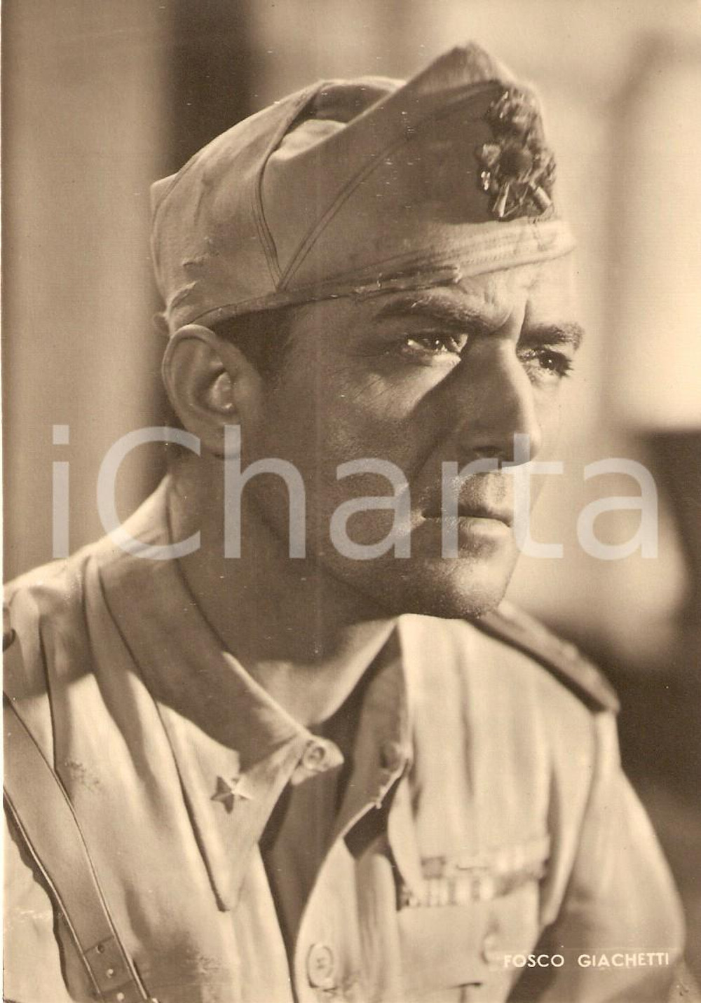 Cartolina originale da collezione 1940 ca CINEMA Fosco GIACHETTI Ritratto in uniforme *Fotografia seriale 1