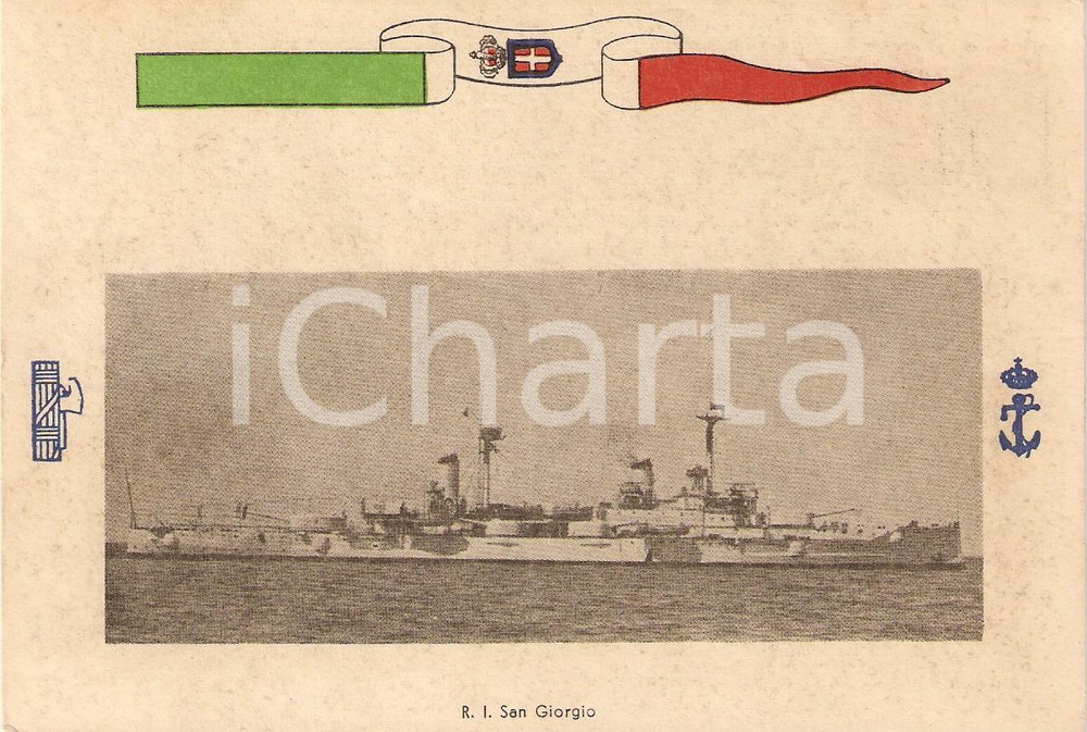 Cartolina originale da collezione 1940 ca MARINA MILITARE Regio incrociatore SAN GIORGIO Cartolina 1