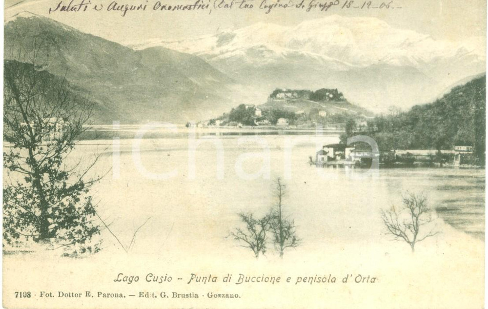 Cartolina originale da collezione 1906 LAGO CUSIO, PUNTA DI BUCCIONE PENISOLA D'ORTA fp 1