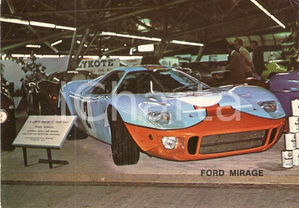 Cartolina originale da collezione 1970 ca FORD MIRAGE Esposizione dell auto Cartolina FG VG 1