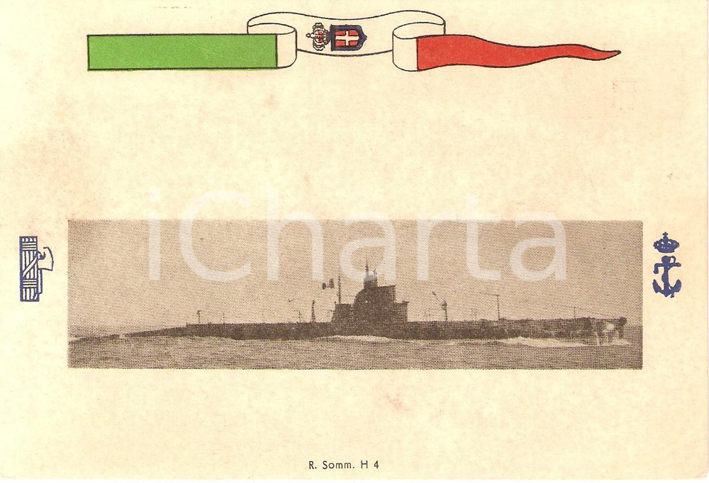Cartolina originale da collezione 1940 ca MARINA MILITARE Regio sommergibile H 4 Cartolina FG NV 1