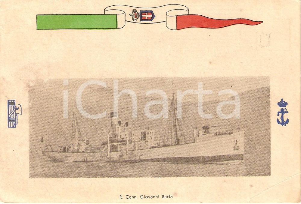 Cartolina originale da collezione 1940 ca MARINA MILITARE Regia cannoniera Giovanni BERTA Cartolina FG NV 1