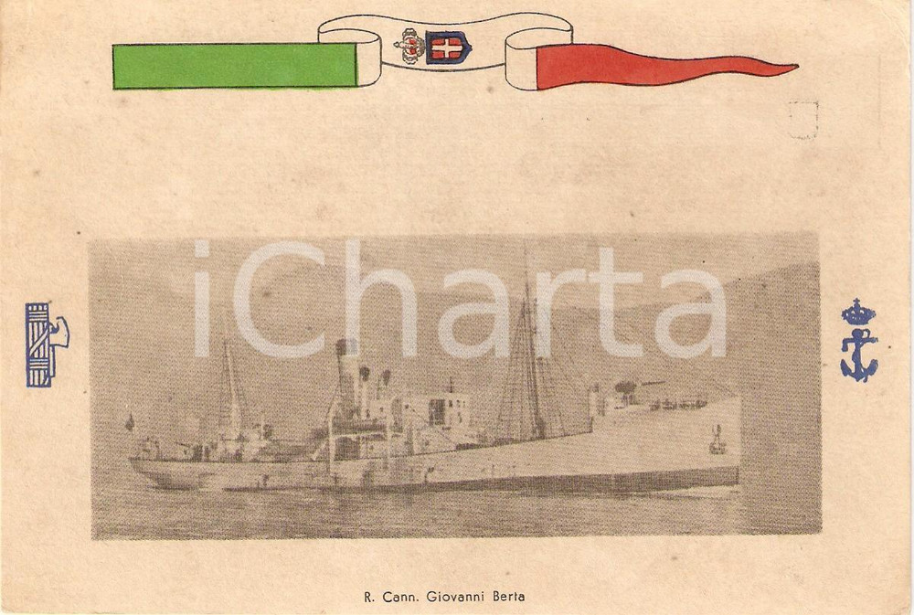 Cartolina originale da collezione 1940 ca MARINA MILITARE Regia cannoniera Giovanni BERTA Cartolina FG NV 1