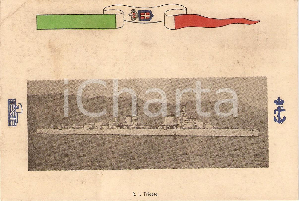 Cartolina originale da collezione 1940 ca MARINA MILITARE Regio incrociatore TRIESTE Cartolina FG NV 1
