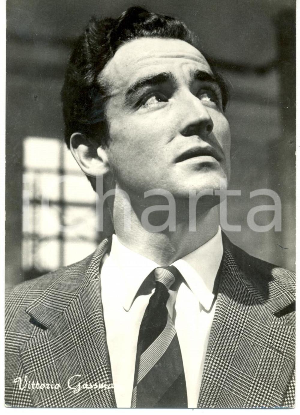 Cartolina originale da collezione 1955 ca CINEMA Vittorio GASSMAN Ritratto fotografico Cartolina FG NV 1