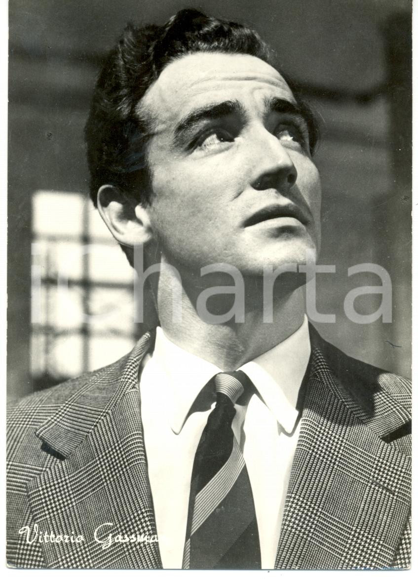Cartolina originale da collezione 1955 ca CINEMA Vittorio GASSMAN Ritratto fotografico Cartolina FG NV 1