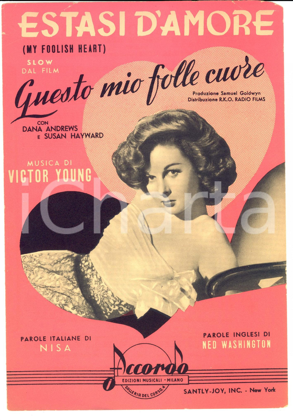 Oggetto da collezione cartaceo 1949 Victor YOUNG Estasi d amore  Slow dal film  Questo mio folle cuore 1