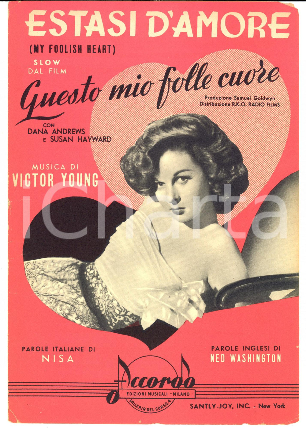 Oggetto da collezione cartaceo 1949 Victor YOUNG Estasi d amore  Slow dal film  Questo mio folle cuore 1