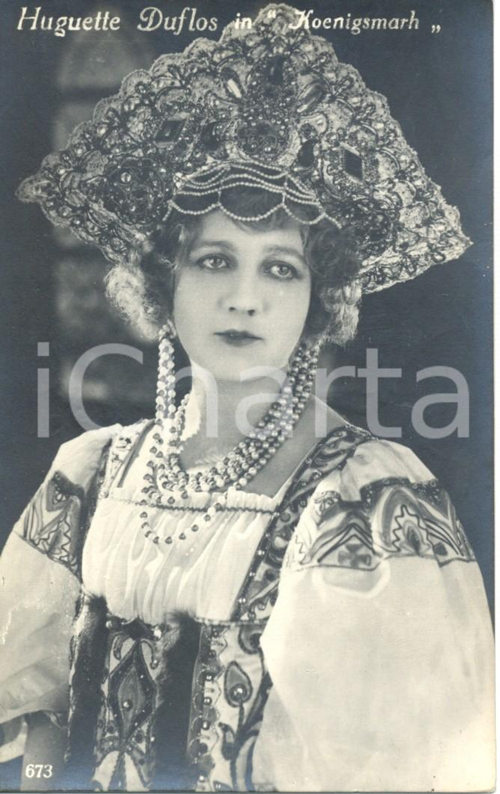Cartolina originale da collezione 1923 CINEMA Huguette DUFLOS attrice in KOENIGSMARK *Cartolina FP NV 1
