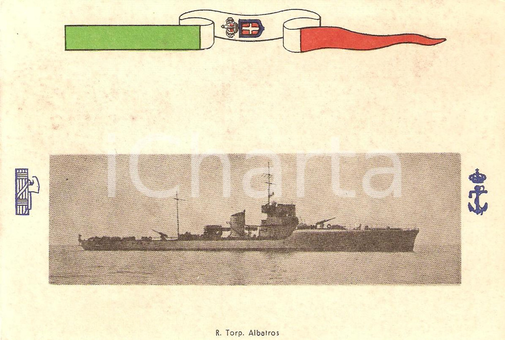 Cartolina originale da collezione 1940 ca MARINA MILITARE Regio torpediniere ALBATROS Cartolina FG NV 1