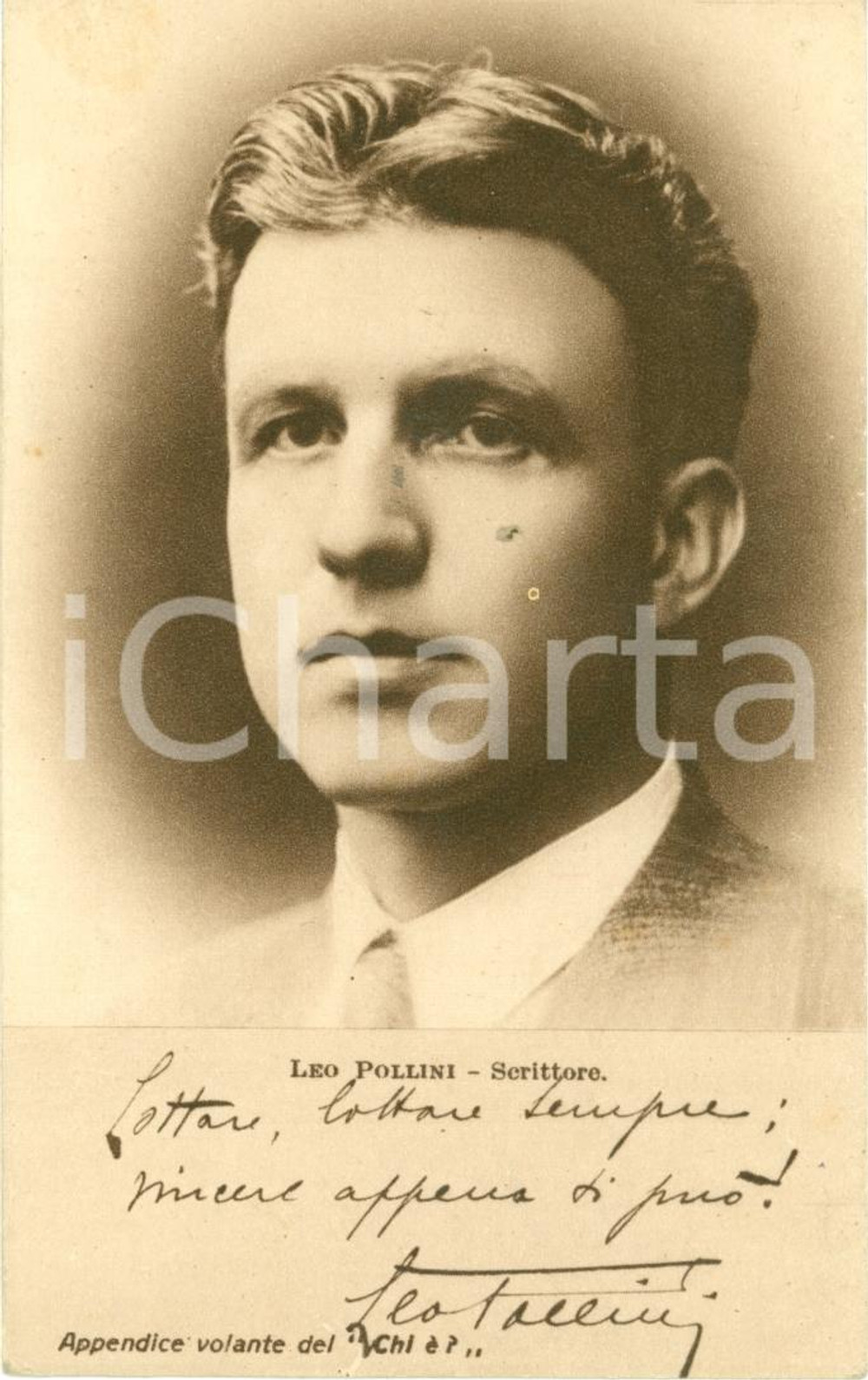 Cartolina originale da collezione 1930 ca CARTOLINE PARLANTI Scrittore Leo POLLINI *Cartolina FP NV 1