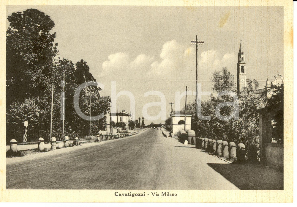 Cartolina originale da collezione 1950 ca CAVATIGOZZI CR Via Milano Cartolina FG NV 1