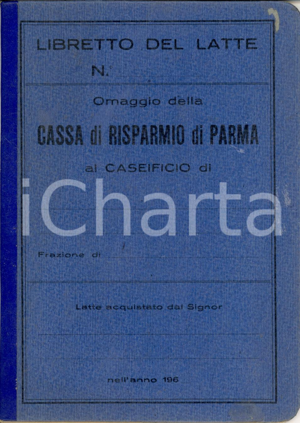 Oggetto da collezione cartaceo 1960 circa PARMA Cassa di Risparmio *Libretto del latte 1