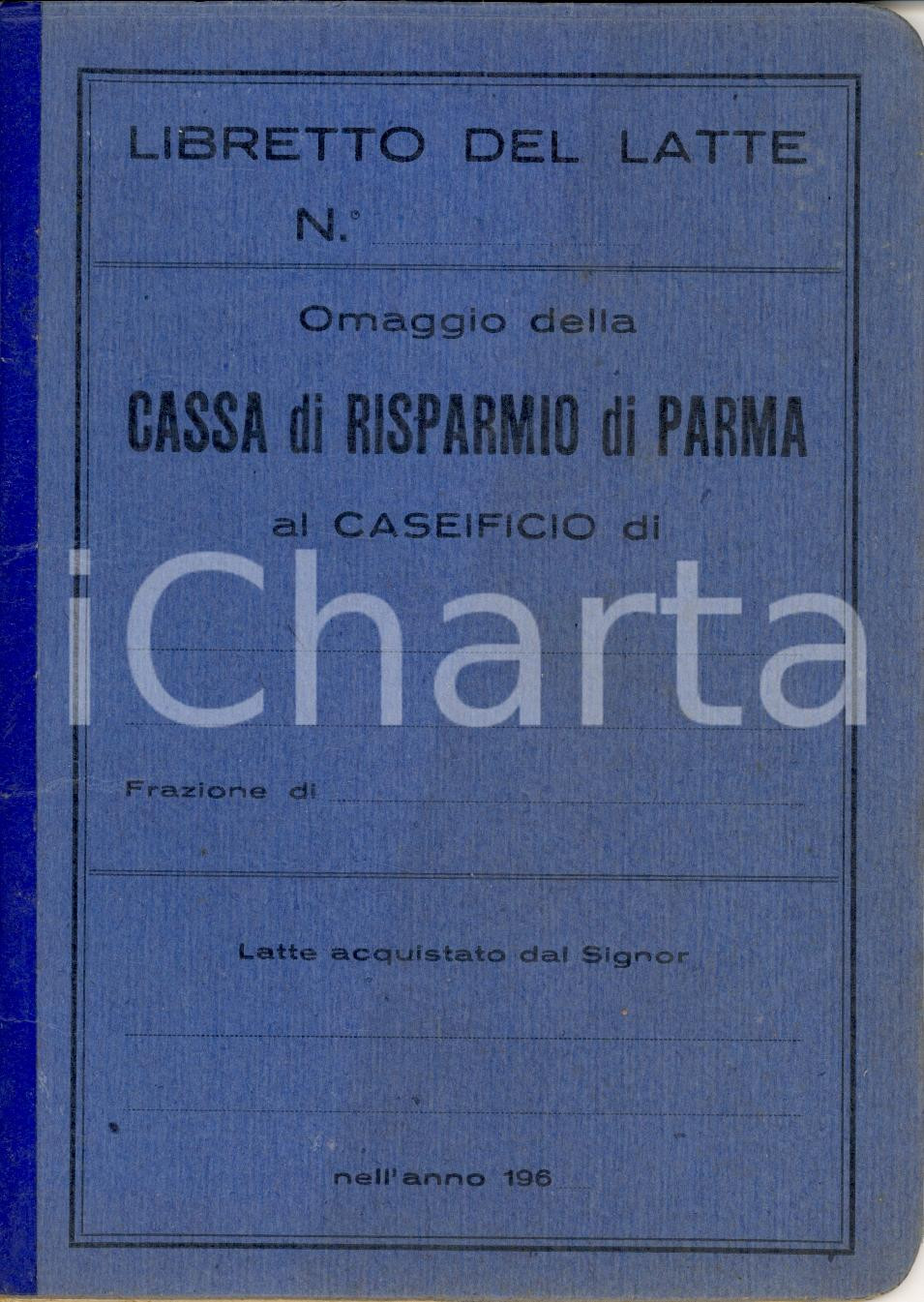 Oggetto da collezione cartaceo 1960 circa PARMA Cassa di Risparmio *Libretto del latte 1
