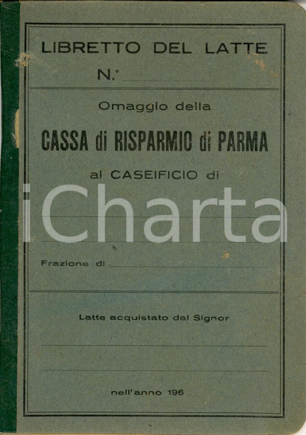 Oggetto da collezione cartaceo 1960 circa PARMA Cassa di Risparmio *Libretto del latte 1