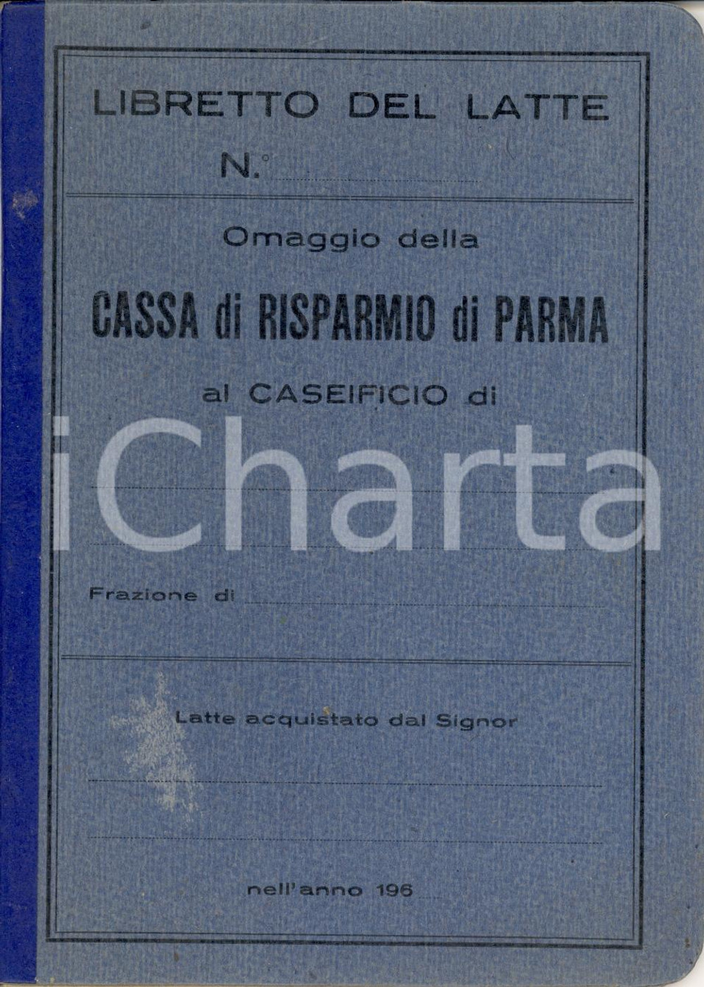 Oggetto da collezione cartaceo 1960 circa PARMA Cassa di Risparmio *Libretto del latte 1