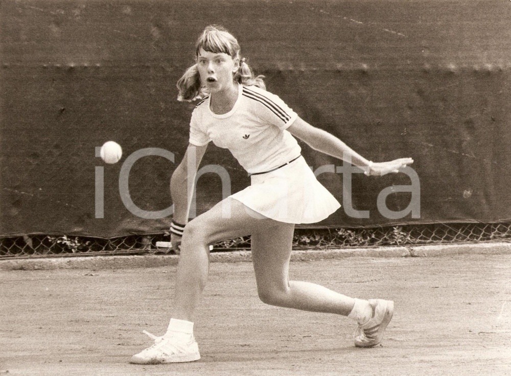 Fotografia d epoca originale 1980 ca SVIZZERA Tennis Allenamento di Lilian DRESCHER KELAIDIS Fotografia 1