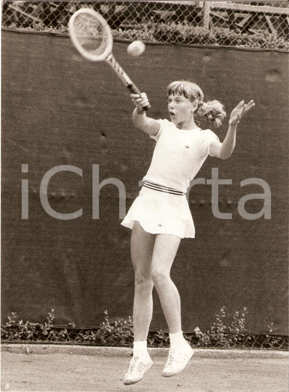 Fotografia d epoca originale 1980 ca SVIZZERA Tennis Lilian DRESCHER KELAIDIS si allena ADIDAS Fotografia 1