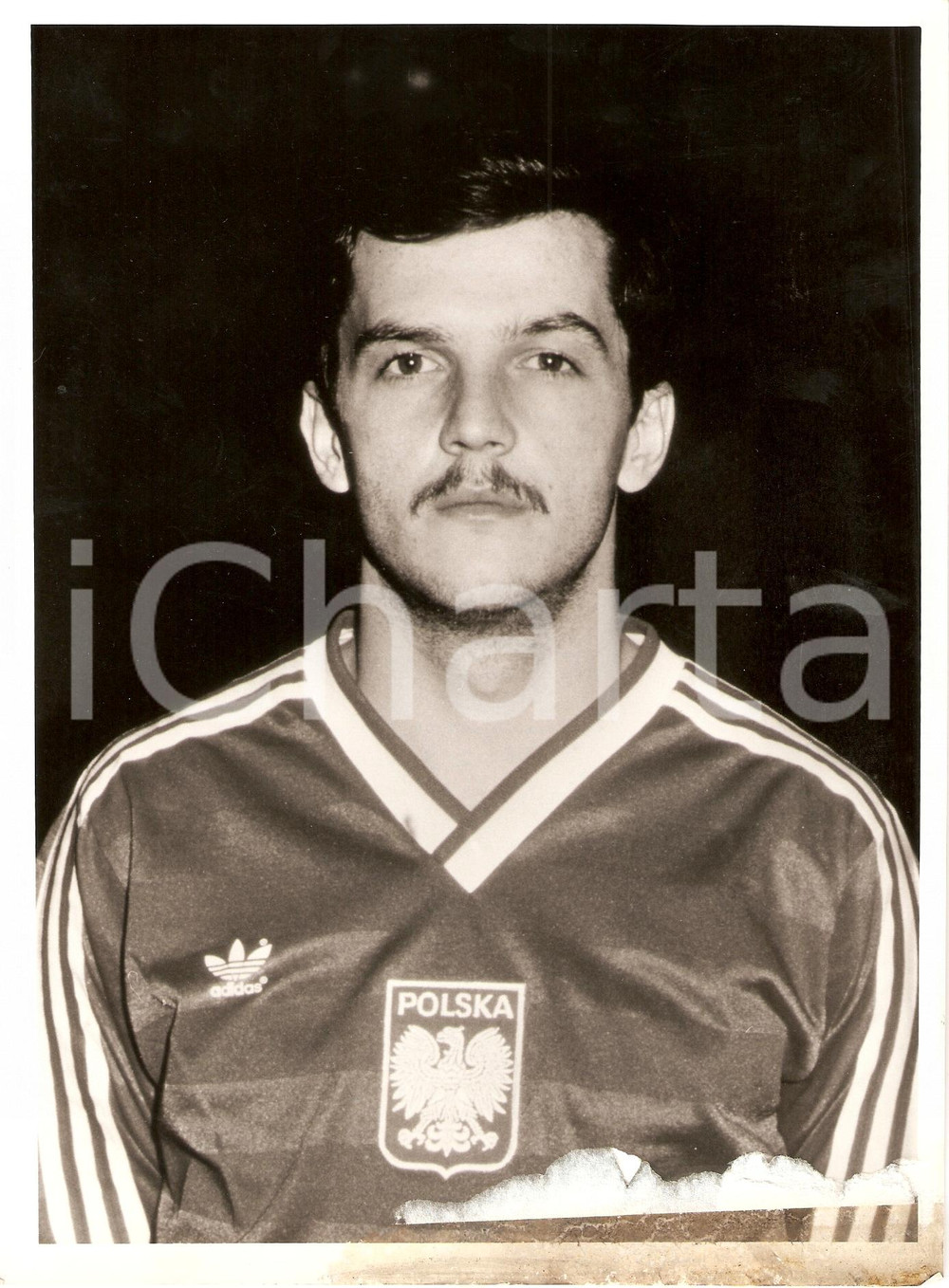 Fotografia d epoca originale 1982 POLONIA Calcio MONDIALI Jan KARAS Ritratto Centrocampista Fotografia 1